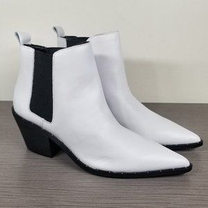 CHARLES by Charles David Polar Chelsea Boot, White Leather, Womens Size 7